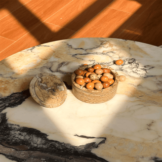 Strata Sphere Stone Storage Box-Neutral Decor