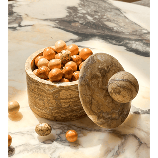 Strata Sphere Stone Storage Box-Neutral Decor