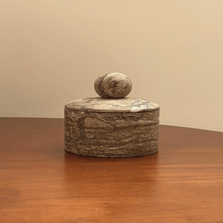Strata Sphere Stone Storage Box-Neutral Decor