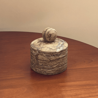 Strata Sphere Stone Storage Box-Neutral Decor