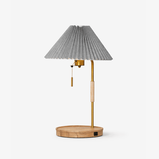 Pleated Retro Wooden Table Lamp-Neutral Decor