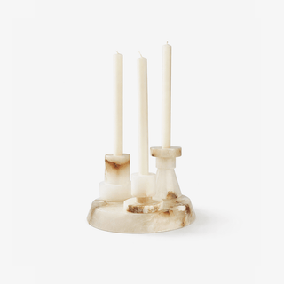 Lithia Tier Marble Candle Holder-Neutral Decor