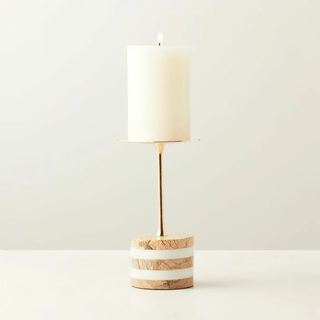 Strata Rise Marble Candle Holder-Neutral Decor