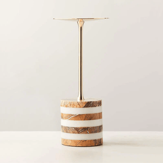 Strata Rise Marble Candle Holder-Neutral Decor