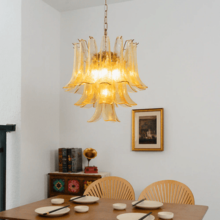 Amber Cascade Glass Chandelier-Neutral Decor