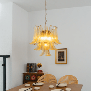 Amber Cascade Glass Chandelier-Neutral Decor