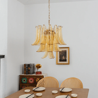 Amber Cascade Glass Chandelier-Neutral Decor