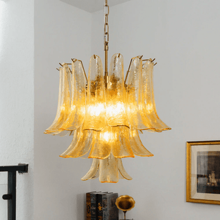 Amber Cascade Glass Chandelier-Neutral Decor