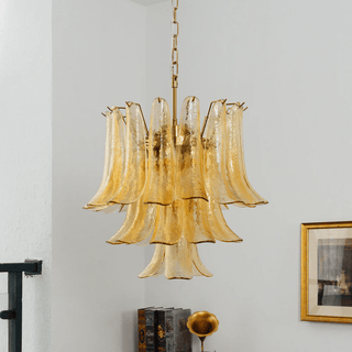 Amber Cascade Glass Chandelier-Neutral Decor