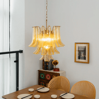 Amber Cascade Glass Chandelier-Neutral Decor