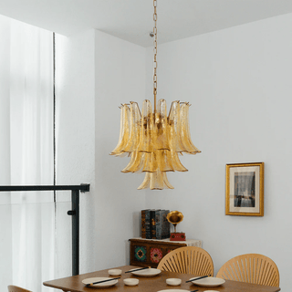 Amber Cascade Glass Chandelier-Neutral Decor