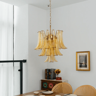 Amber Cascade Glass Chandelier-Neutral Decor