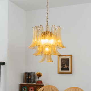 Amber Cascade Glass Chandelier-Neutral Decor