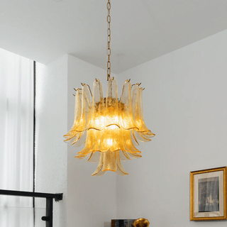 Amber Cascade Glass Chandelier-Neutral Decor