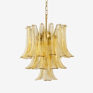 Amber Cascade Glass Chandelier-Neutral Decor