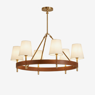 Arianna Leather Chandelier-Neutral Decor