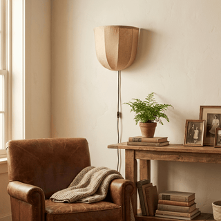 Sienna Linen Plug-in Wall Sconce-Neutral Decor