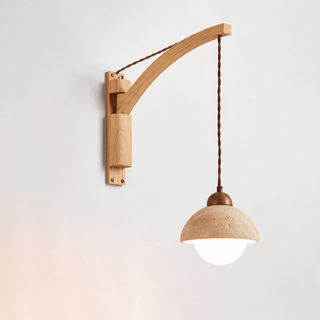 Travertine Swing Arm Wall Sconce-Neutral Decor