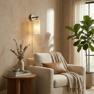Pillar Alabaster Plug-in Wall Sconce-Neutral Decor