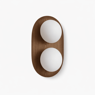 Duo Orb Wood Wall Lamp-Neutral Decor