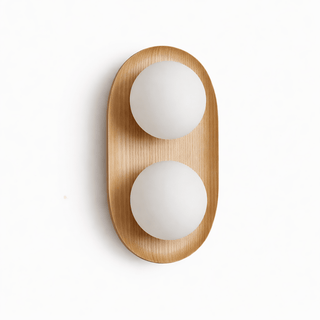Duo Orb Wood Wall Lamp-Neutral Decor