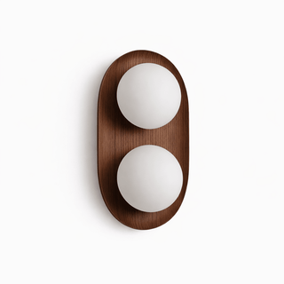 Duo Orb Wood Wall Lamp-Neutral Decor