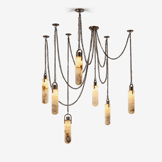 Cylindrical Cluster Alabaster Chandelier-Neutral Decor