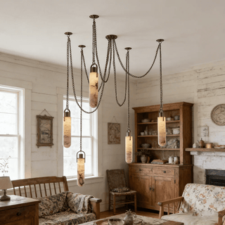 Cylindrical Cluster Alabaster Chandelier-Neutral Decor