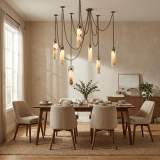 Cylindrical Cluster Alabaster Chandelier-Neutral Decor