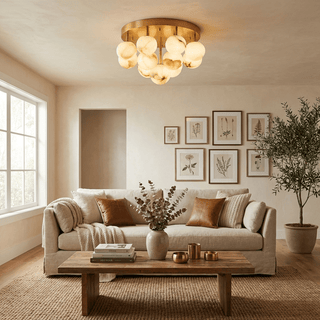 Aurelia Alabaster Globe Ceiling Light-Neutral Decor