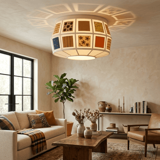 Patchwork Quilt Ceiling Light-Neutral Decor