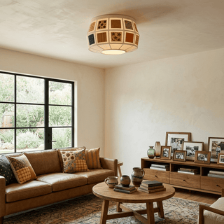 Patchwork Quilt Ceiling Light-Neutral Decor