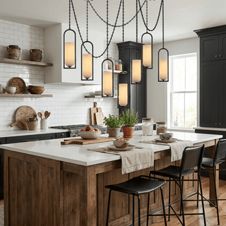 Cascading Chain Lantern Chandelier-Neutral Decor