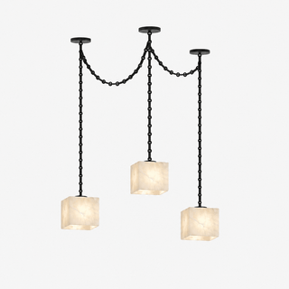Cascade Chain Cube Chandelier-Neutral Decor