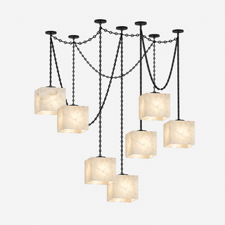 Cascade Chain Cube Chandelier-Neutral Decor