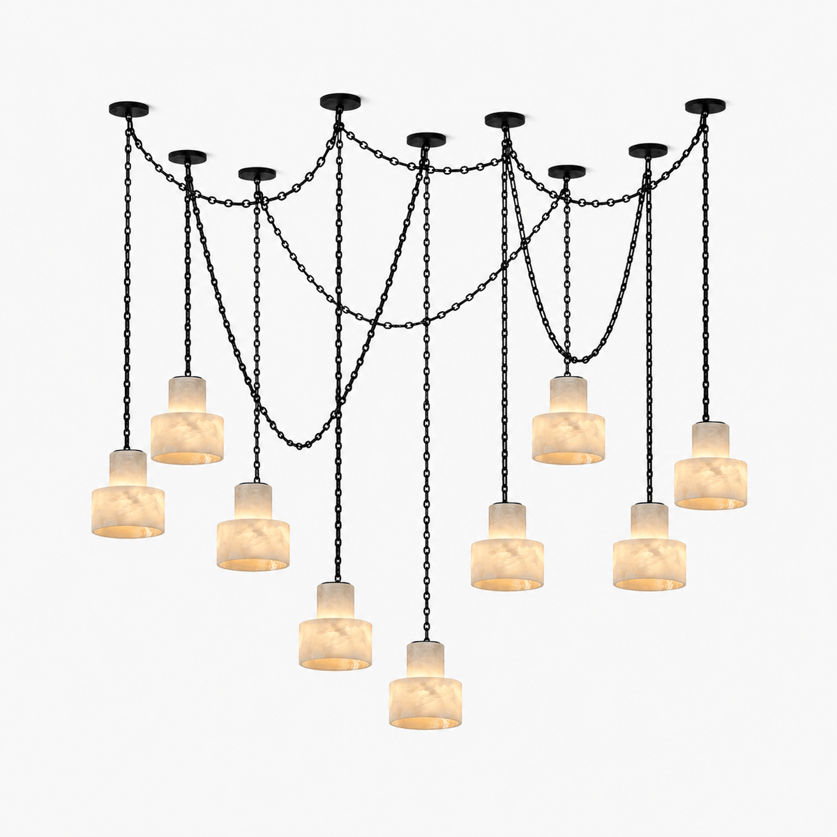 Multi-Tier Chain Drum Pendant Lamp-Neutral Decor