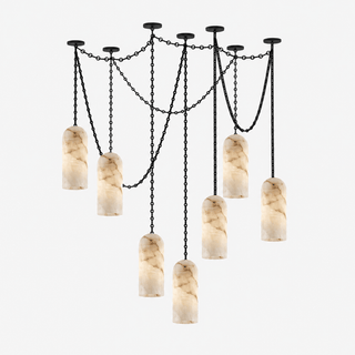 Cascading Chain Capsule Chandelier-Neutral Decor
