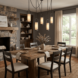 Cascading Chain Lantern Chandelier-Neutral Decor