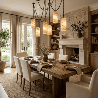 Cascading Chain Capsule Chandelier-Neutral Decor