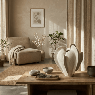 Magnolia Bloom Ceramic Sculpture Vase-Neutral Decor