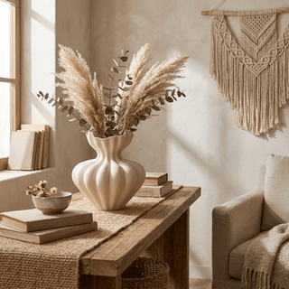 Fluted Bloom Ceramic Vase-Neutral Decor