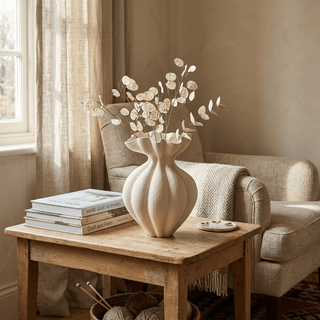Fluted Bloom Ceramic Vase-Neutral Decor