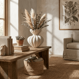 Fluted Bloom Ceramic Vase-Neutral Decor