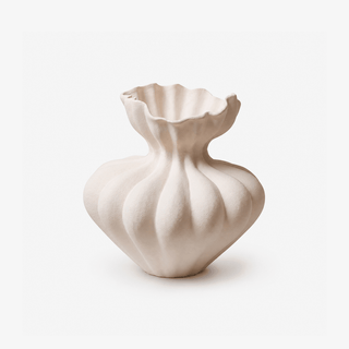 Fluted Bloom Ceramic Vase-Neutral Decor