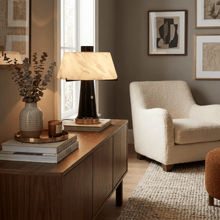 Trapezia Alabaster Desk Lamp-Neutral Decor