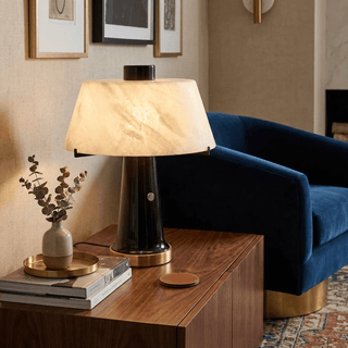 Trapezia Alabaster Desk Lamp-Neutral Decor