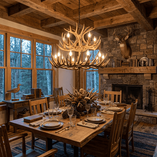 Rustic Antler Lodge Chandelier-Neutral Decor