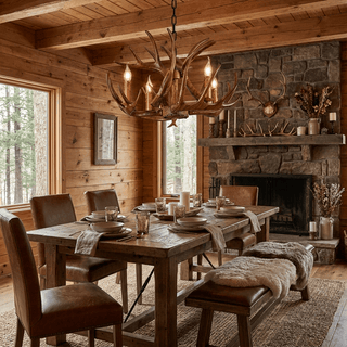 Rustic Antler Lodge Chandelier-Neutral Decor