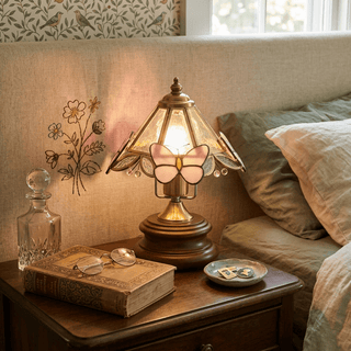 Butterfly Glow Tiffany Table Lamp-Neutral Decor