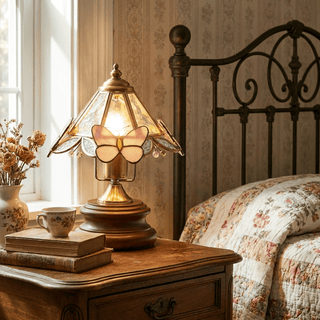 Butterfly Glow Tiffany Table Lamp-Neutral Decor
